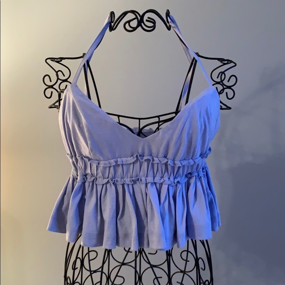 Blue ruffle crop top